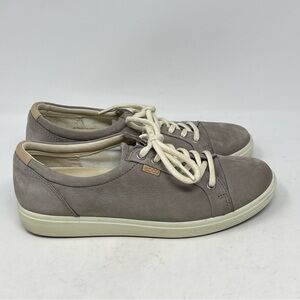 Ecco Soft 7 Sneakers Womens 9 EU 40 Gray Nubuck Leather Casual Comfort Shoes